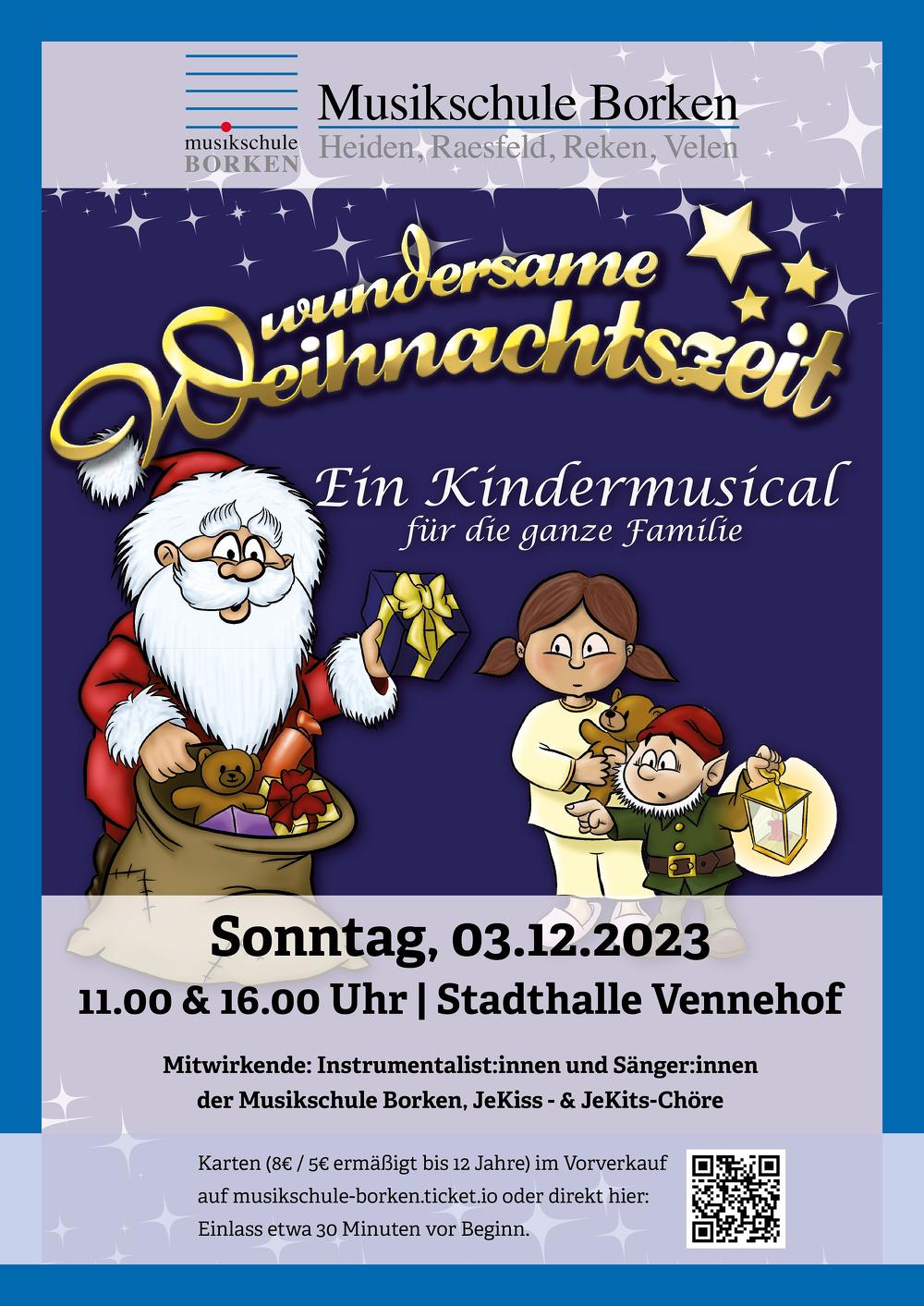 2023 weihnachtsmusicalwundersameweihnachtszeitmusikschuleborkenplakat a3